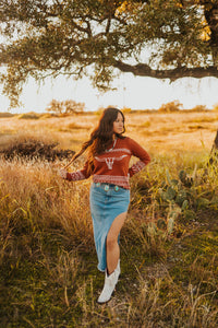 Longhorn Knit Sweater *orange*