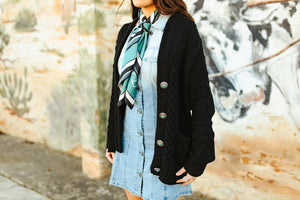 Cable Knit Cardigan *black*