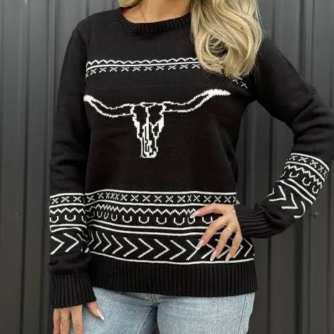 Longhorn Knit Sweater *black*