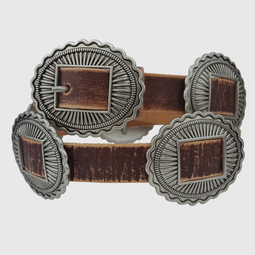 Weathered Leather Concho Belt *brown*