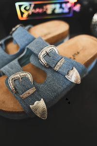 Platinum Buckles Sandals *denim*